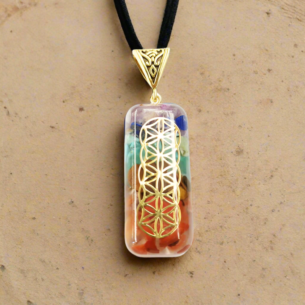 Chakra Gemstone in Resin Pendant Necklaces
