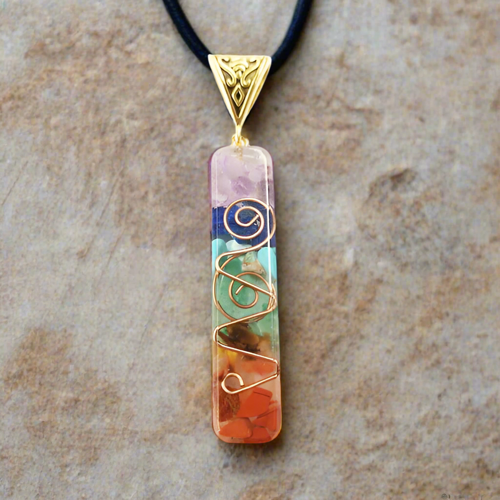 Chakra Gemstone in Resin Pendant Necklaces (2)