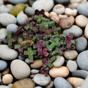 Cross Gemstone Pendant Necklace Ruby Zoisite