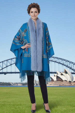 Faux Fur Trim Shawl