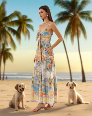 Sunday Sweetheart Maxi Dress in Beachside print