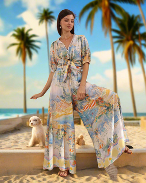 Sunday Palazzo Pants in Beachside Print