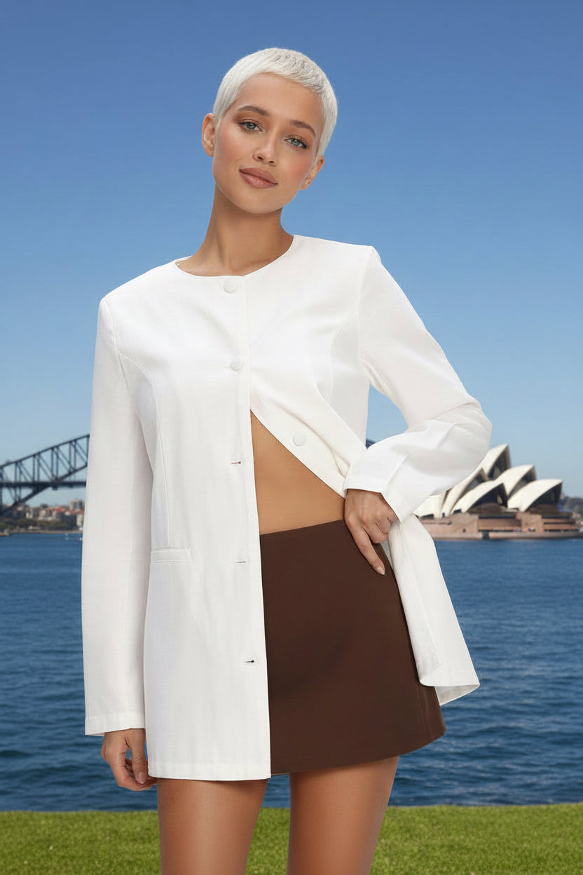 White June Collarless Blazer
