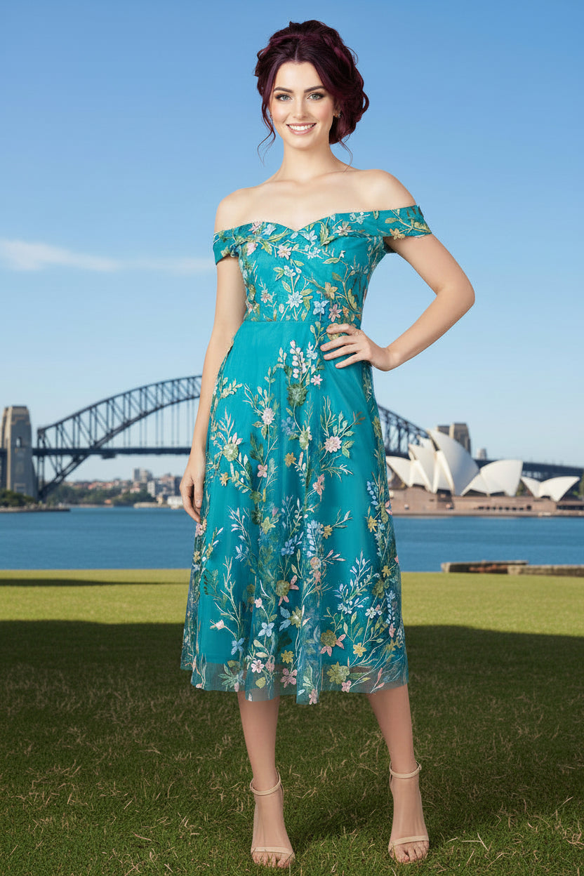 Rita Off Shoulder Swing Midi Dress