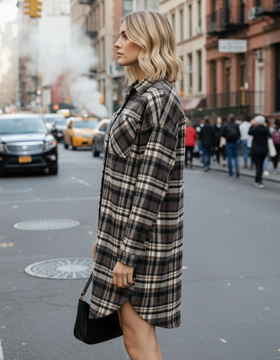 Shacket in Brown Plaid