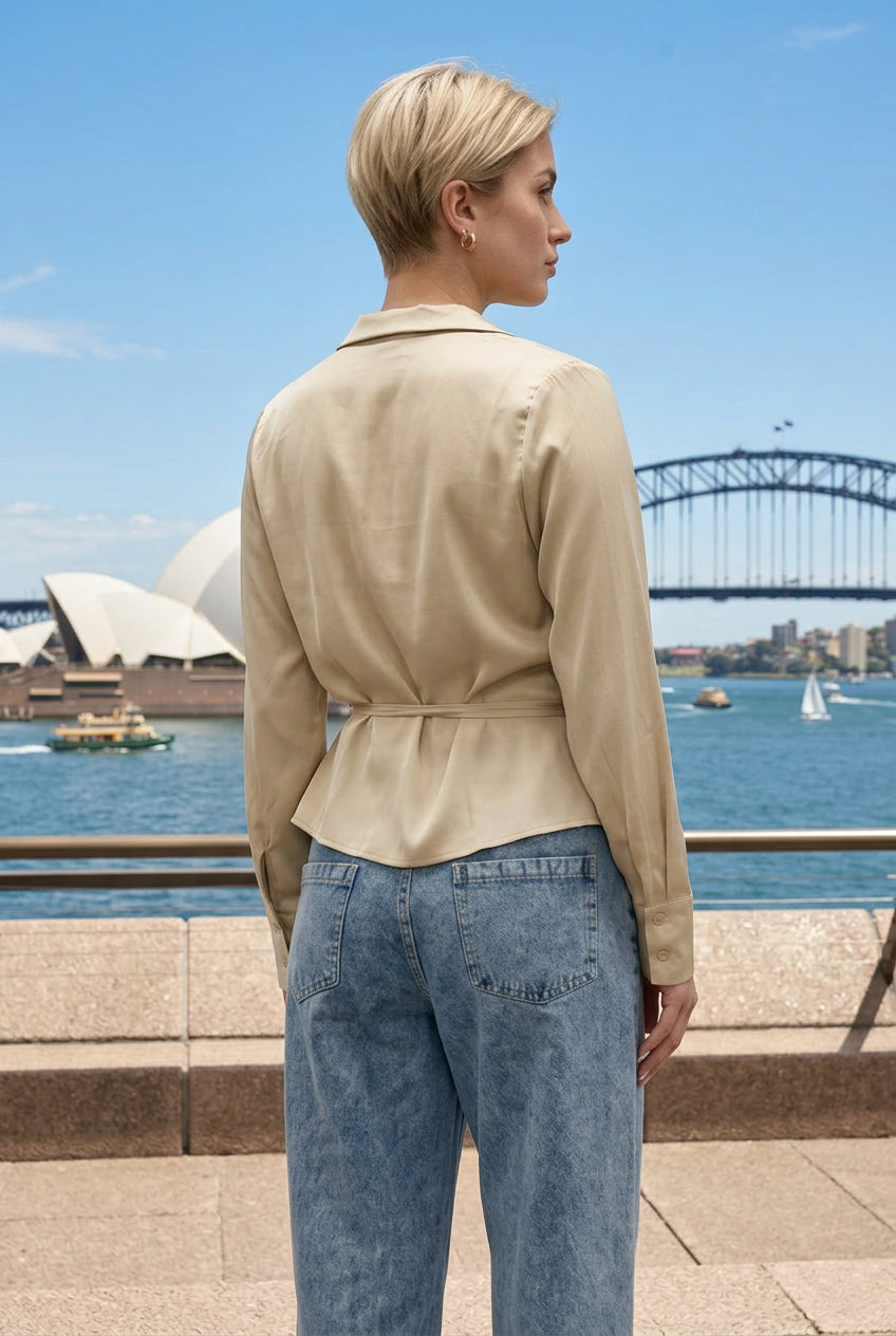 Lexi Satin Wrap Blouse