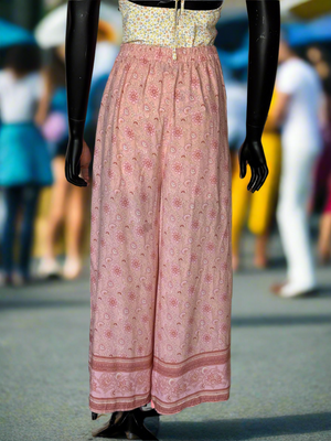 Boho Palazzo Pants in Pink Floral