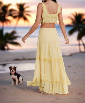 Boho Top & Maxi Skirt Set in Mustard Yellow