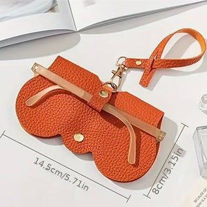 Faux Leather Clip On Eyewear Case in Orange