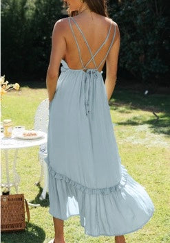 Backless Baby Doll Formal Dress in Baby Blue