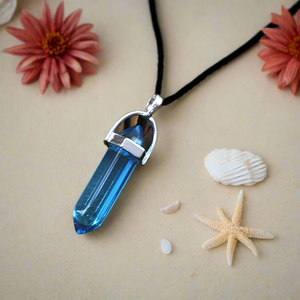 Gemstone Pendant Necklace Aqua Quartz