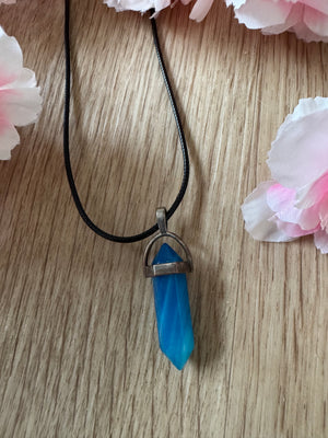 Gemstone Pendant Necklace Blue Agate