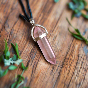 Gemstone Pendant Necklace Pink Quartz