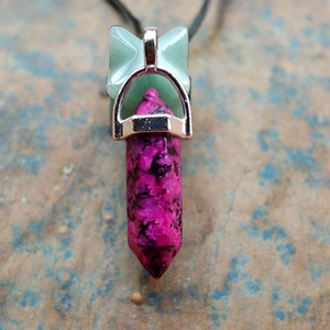 Gemstone Pendant Necklace Purple Kiwi Stone