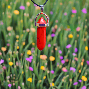 Gemstone Pendant Necklace Red Turquoise