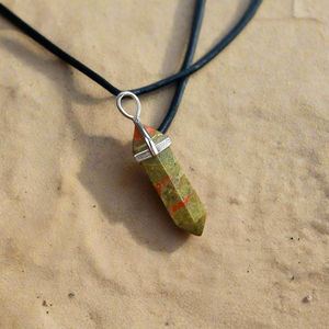 Gemstone Pendant Necklace Unakite