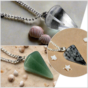 Gemstone Pyramid Reiki Pendulum Pendant Necklaces