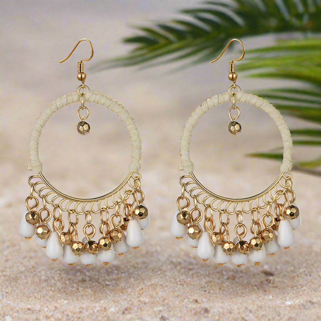 Hand Beaded Boho Hoop Earrings