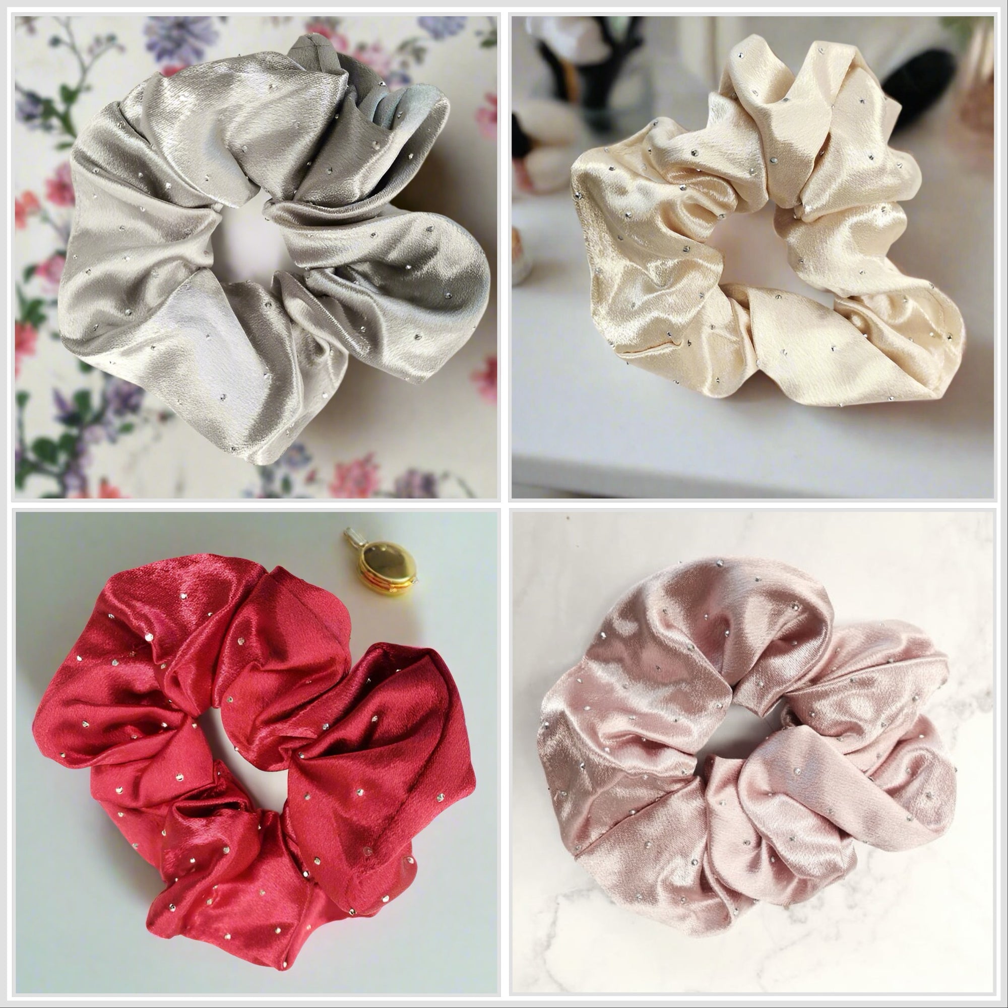 Scrunchies with Rhinestones in various colours