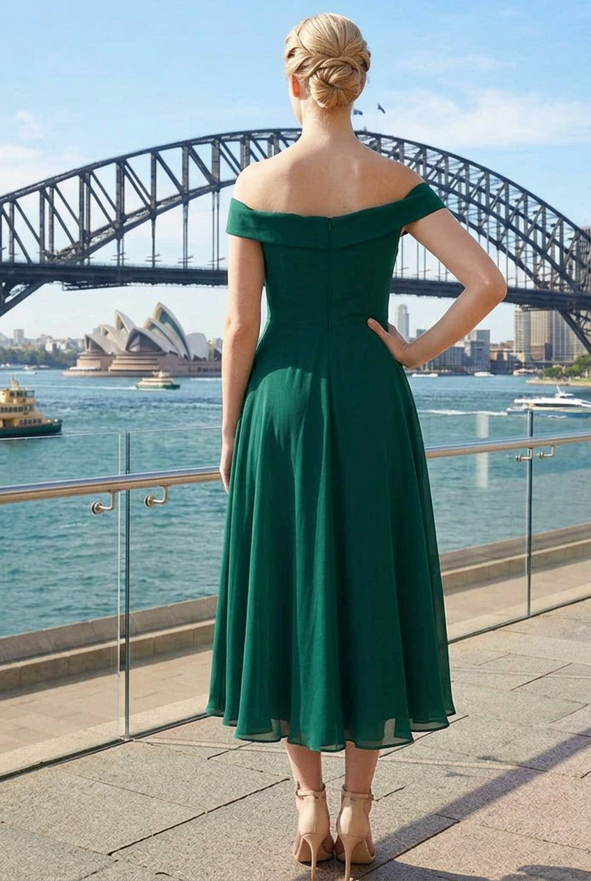 Wendy Off Shoulder Swing Midi Dress