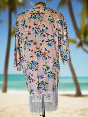 Kimono Beach Cover-up in pink floral