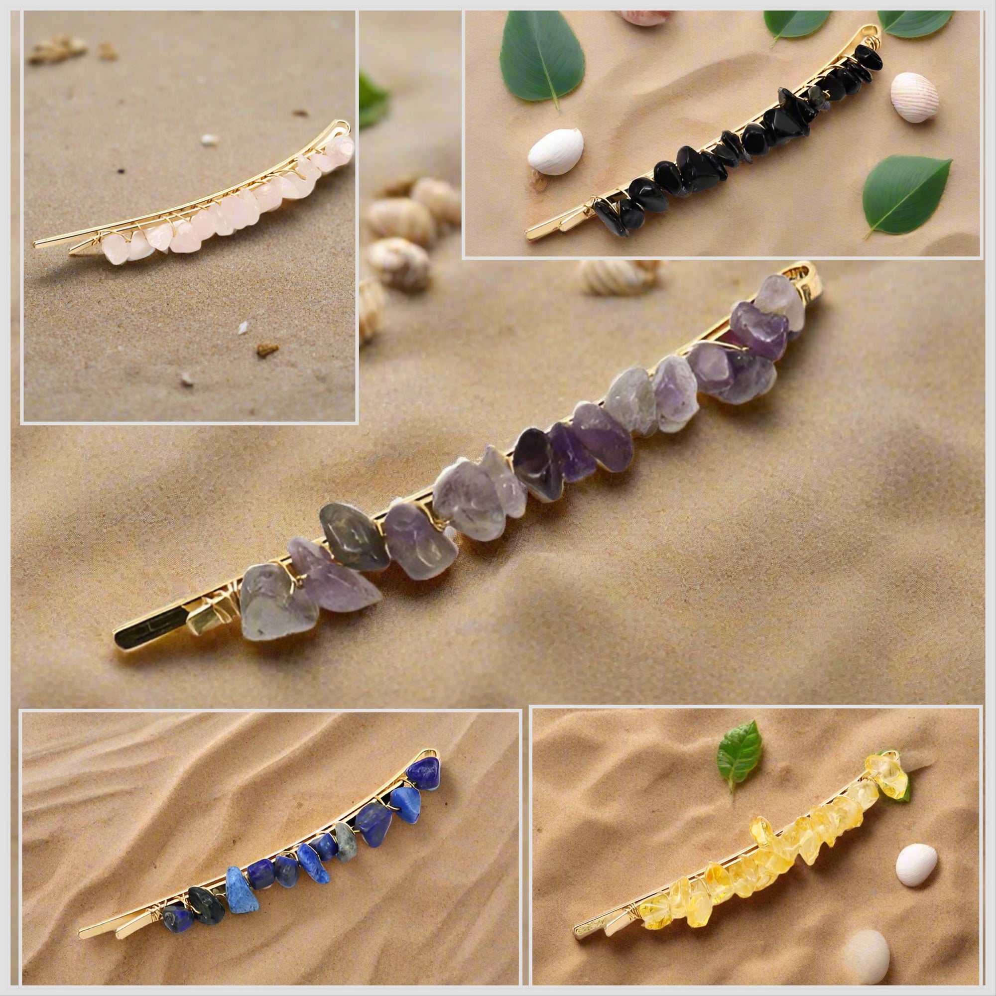 Natural Gemstone Hair Clips