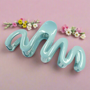 Squiggly Hair Clip in Steel Blue