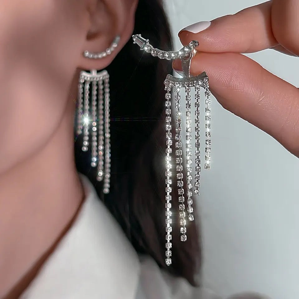 Tassel Drop Rhinestone Earrings 