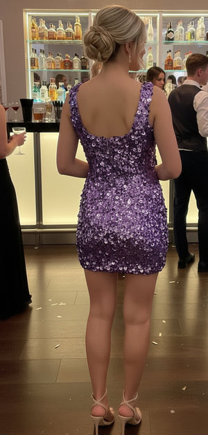 Taylor Sequins Mini Party Dress in Purple