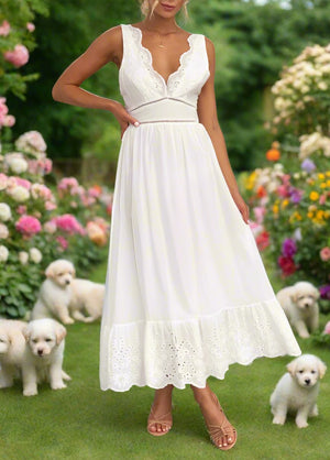 The Weekender Eyelet Maxi Dress in White