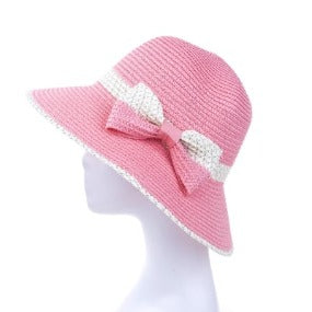 Bucket Hat with Bow Accent in Pink