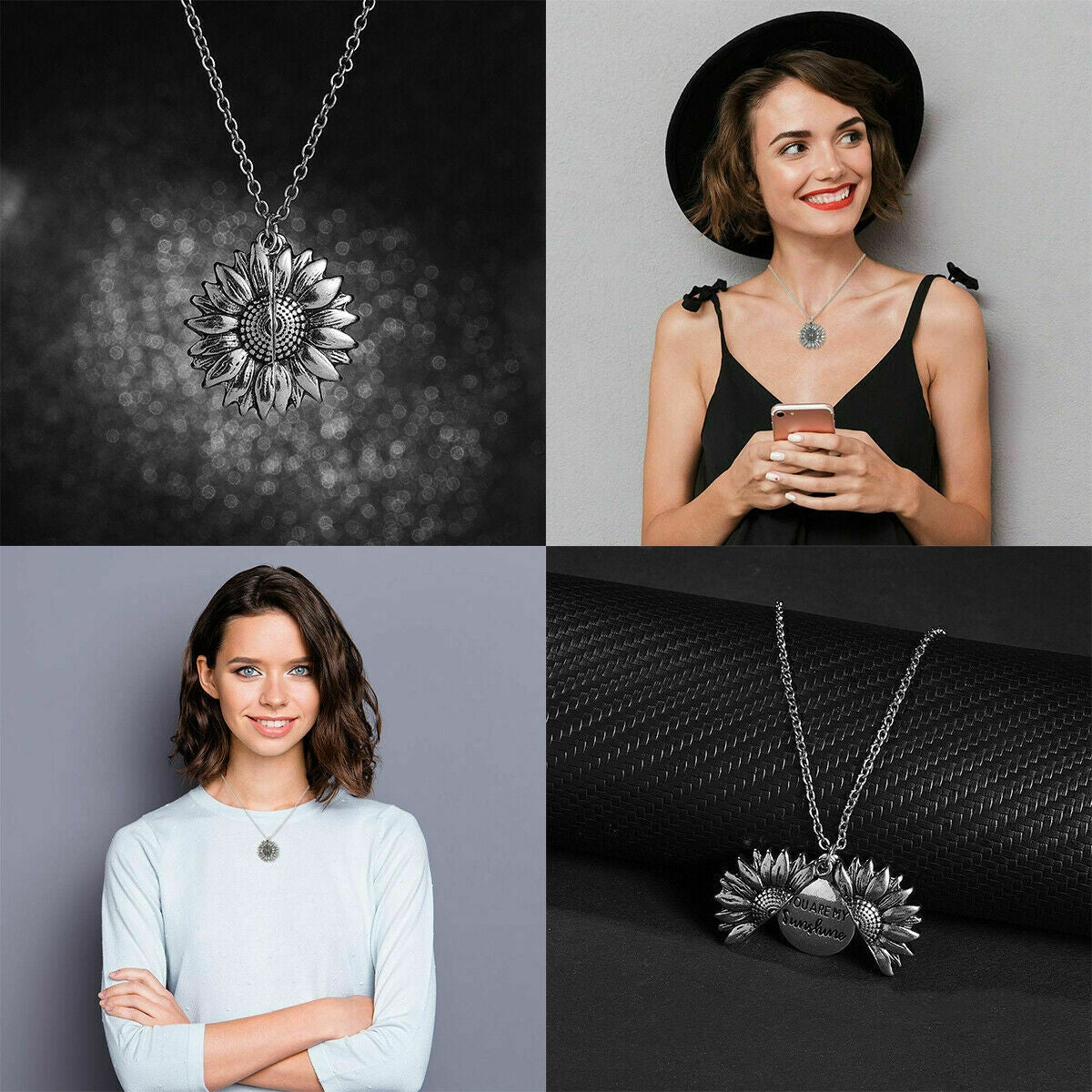 Sunflower Pendant Necklace "Remember I love You Mum"