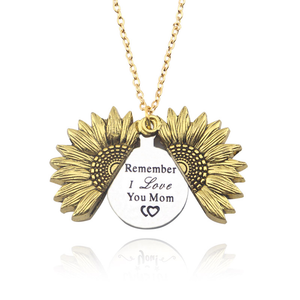 Sunflower Pendant Necklace "Remember I love You Mum" Gold