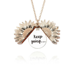 Sunflower Pendant Necklace "Keep Going" in Rose Gold