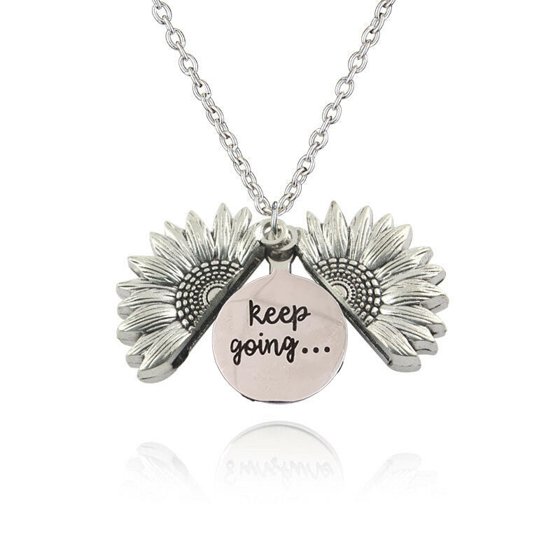 Sunflower Pendant Necklace "Keep Going" in Gold