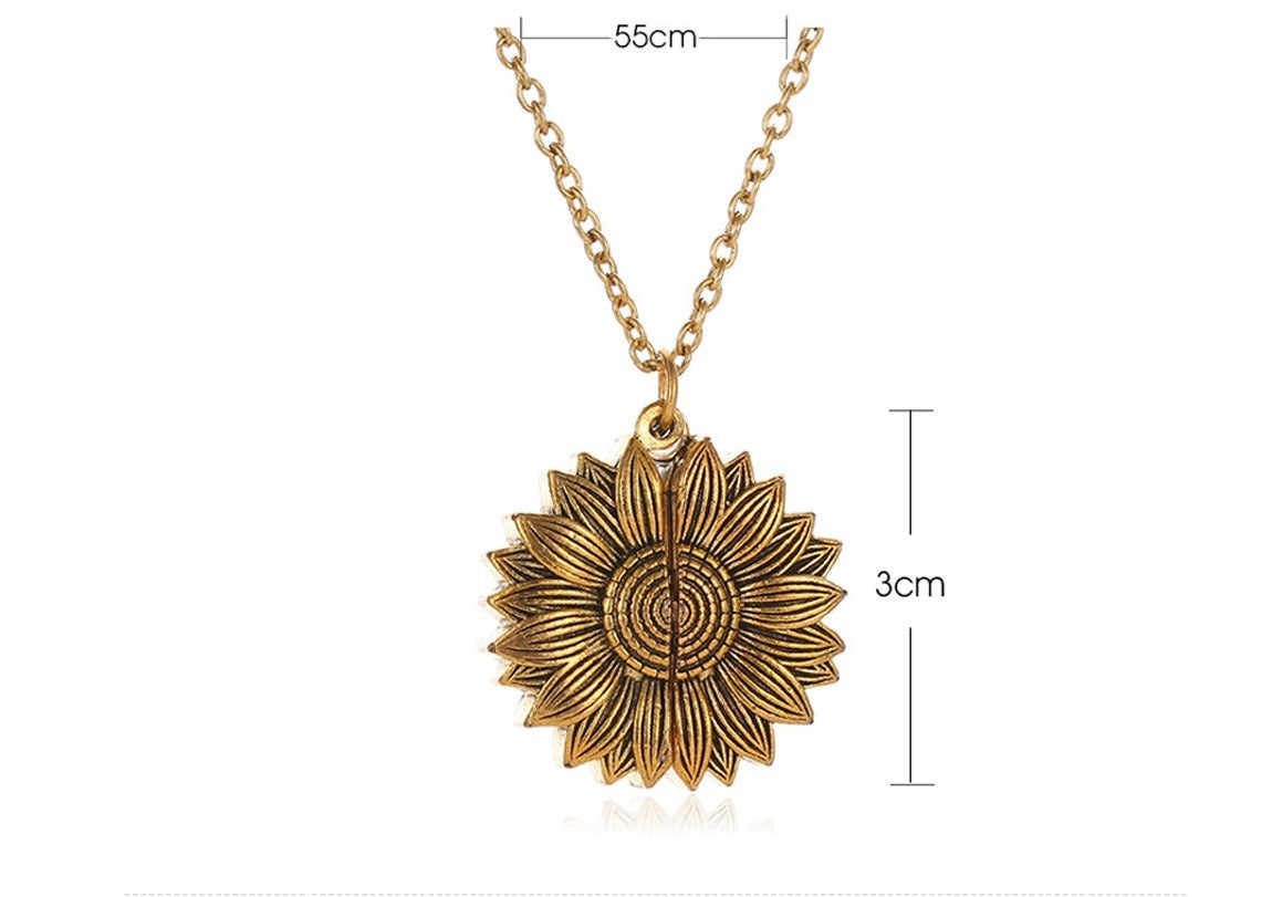 Sunflower Pendant Necklace "Remember I love You Mum"