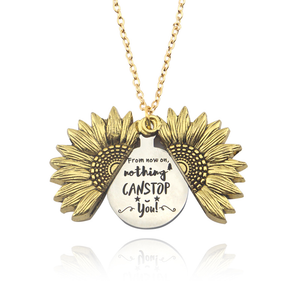 Sunflower Pendant Necklace "From Now On, Nothing Can Stop You in Gold