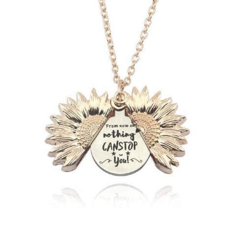 Sunflower Pendant Necklace "From Now On, Nothing Can Stop You in Rose Gold