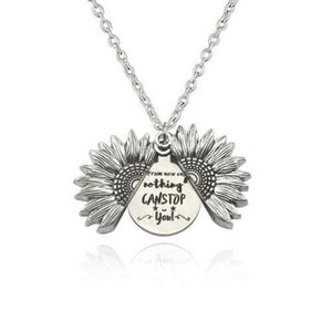 Sunflower Pendant Necklace "From Now On, Nothing Can Stop You in Silver
