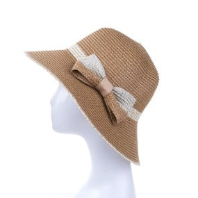 Bucket Hat with Bow Accent in Caramel
