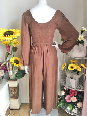 Boho Sassy Cut Out Jumpsuit in Brown